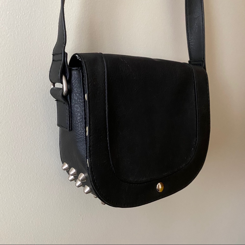 Black Spiky Bottom Edgy Crossbody Purse